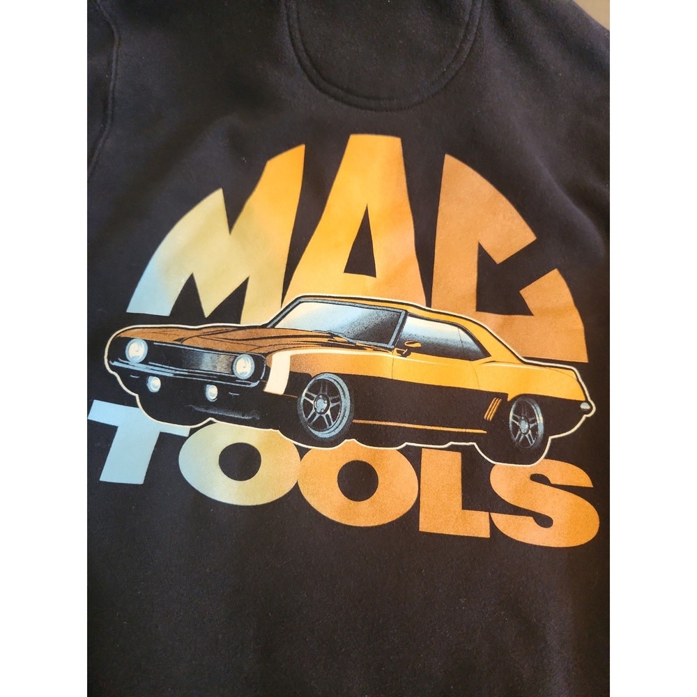 Mac Tools Hoodie Men's Medium Black Graphic Retro Muscle Car Hot Rod Sweatshirt
